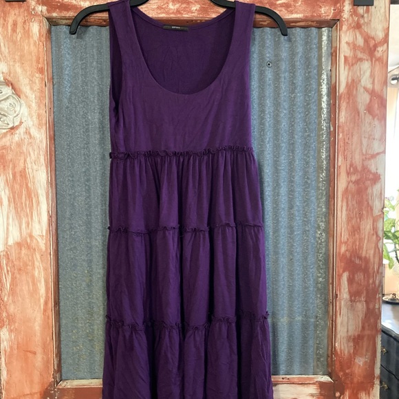 soprano purple dress Soprano Womens Purple Empire Waist Tiered Hem Pleated Knee Length Dress Size S